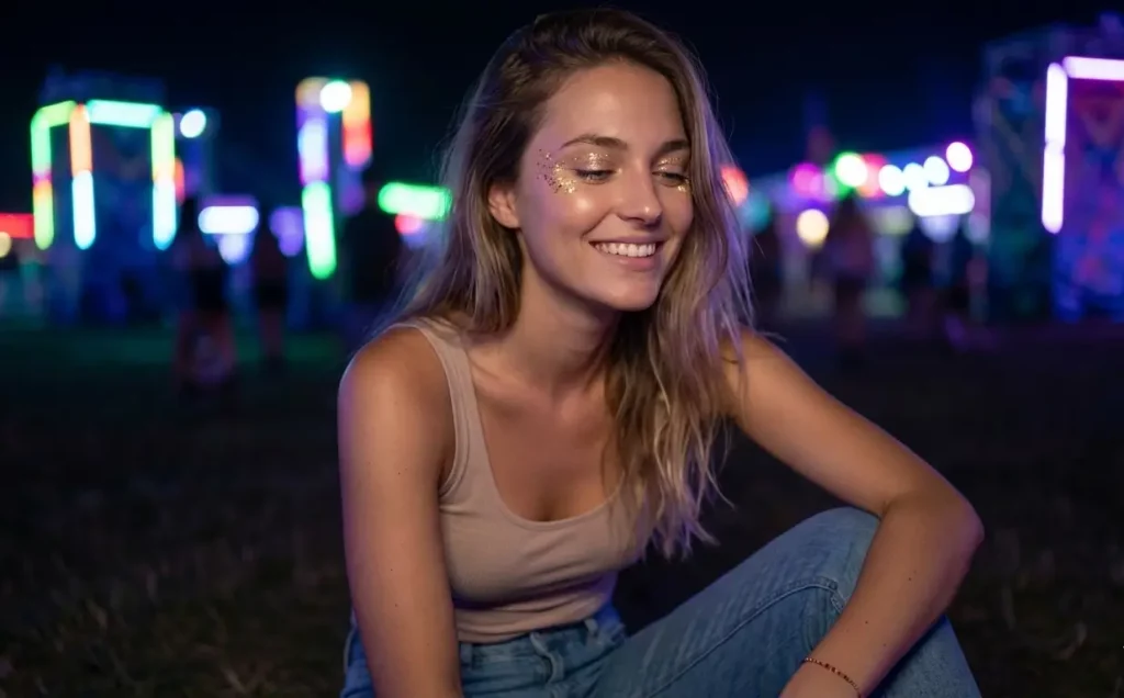 Maquilhagem que brilha no escuro: as 5 melhores ideias se vais a um festival 3 maquillaje sencillo oscuridad 1024x636 1